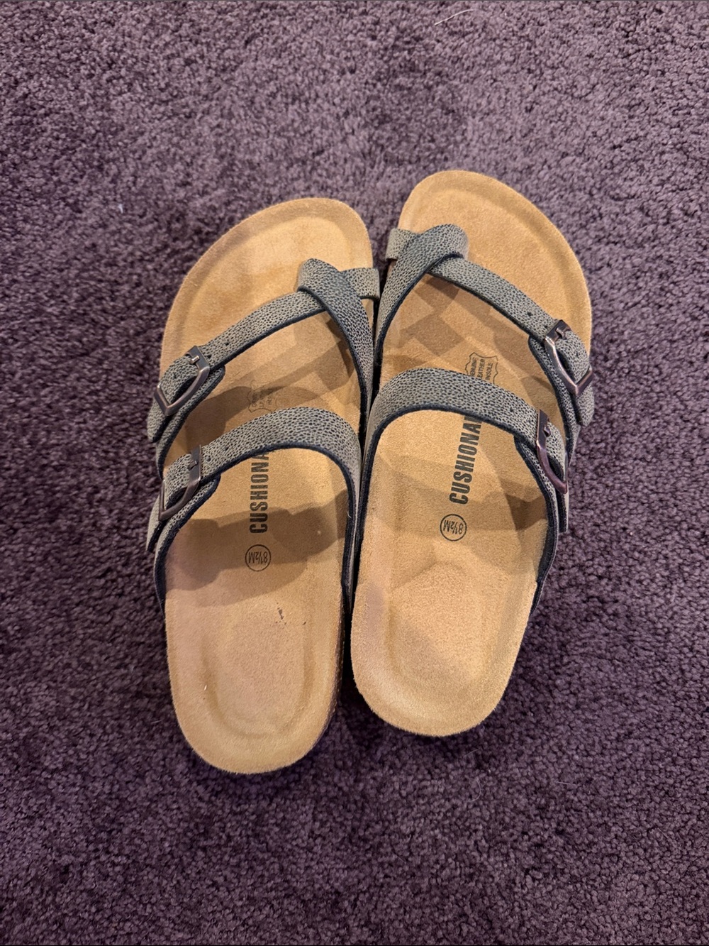 Cushioned Women’s Double-Strap Slide Sandals - Gray